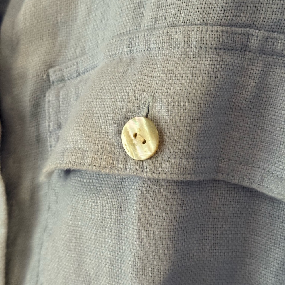 Sky Blue Linen Button-Up Jacket - Picture 3 of 6